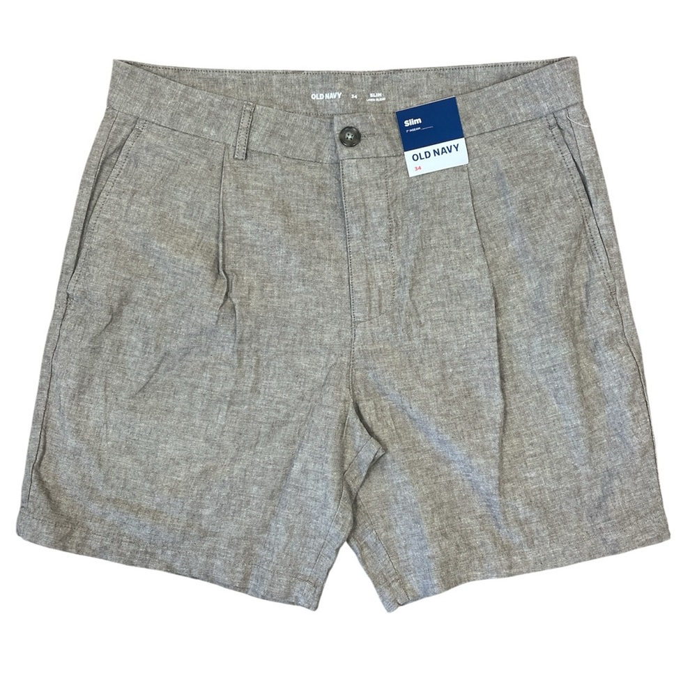 2 pc Old Navy Men’s linen slim shorts bundle inseam 7 inches size 34 - Picture 6 of 7
